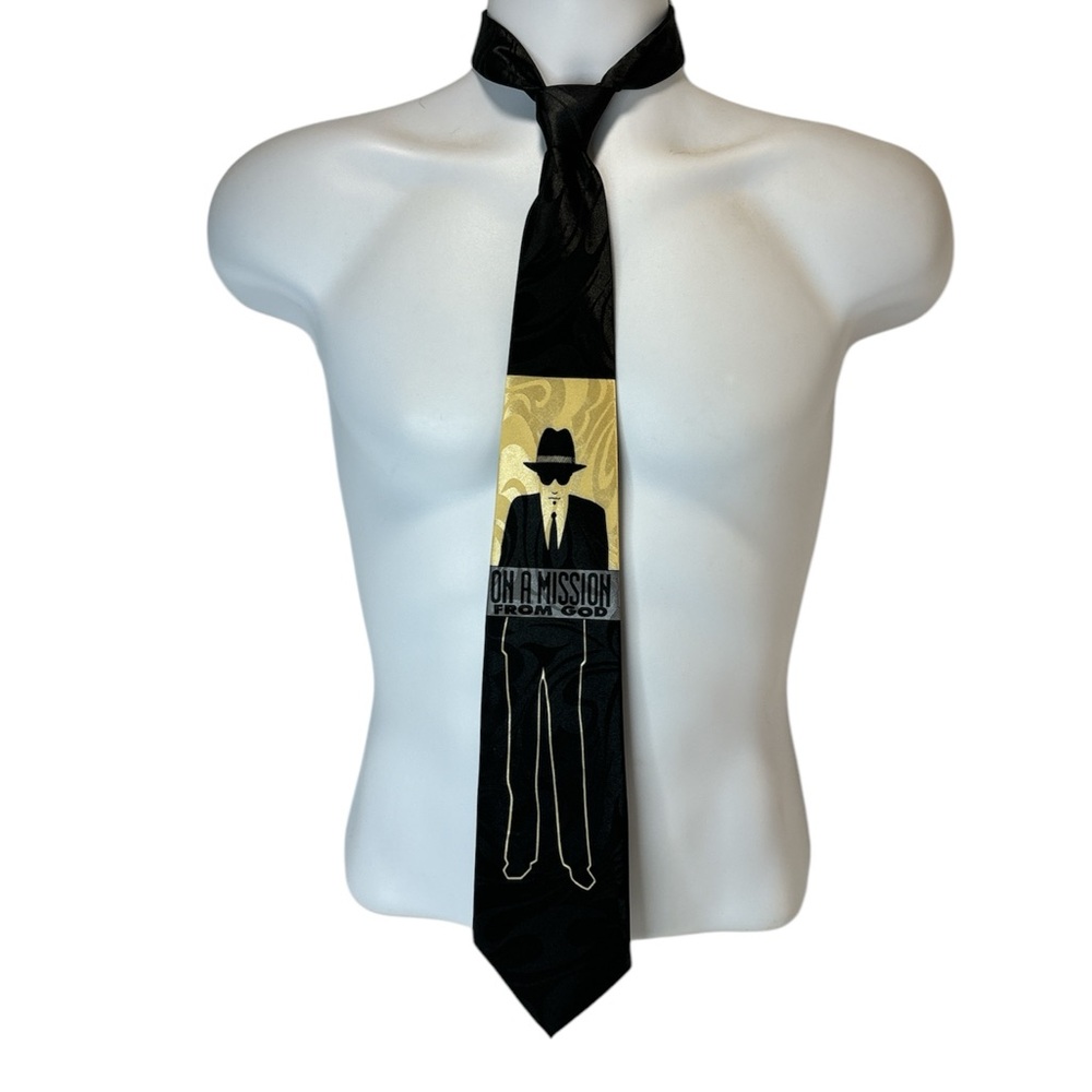 Vintage Steven Harris Blues Brothers Tie "On a Mission From God" 90s Novelty